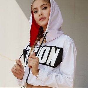 Vision Street Wear white wind breaker crop top